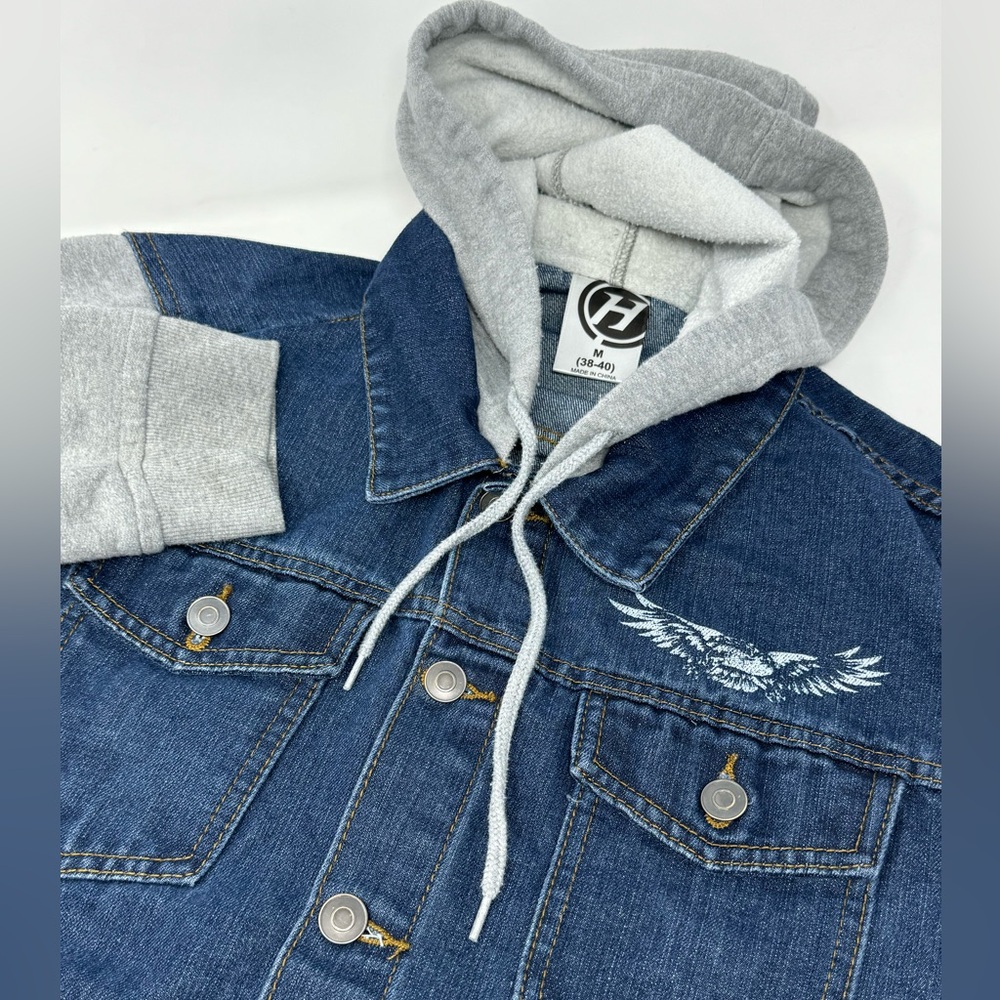 Howitzer Hooded LS Men's Medium Denim Shirt/Jacket “Till The Bitter End” Q9